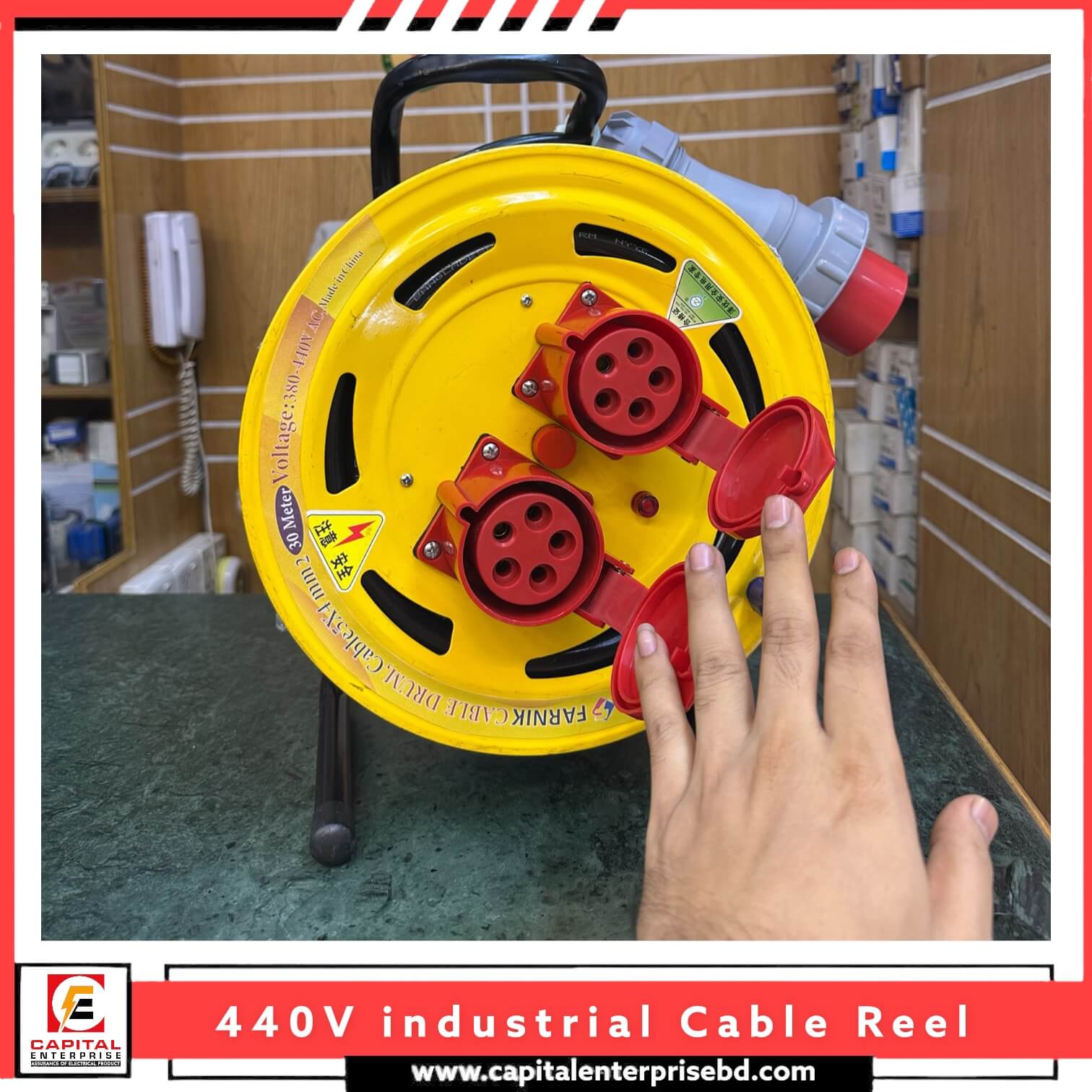 Three Phase 440V Power Extension Cable Reel 50 Meter